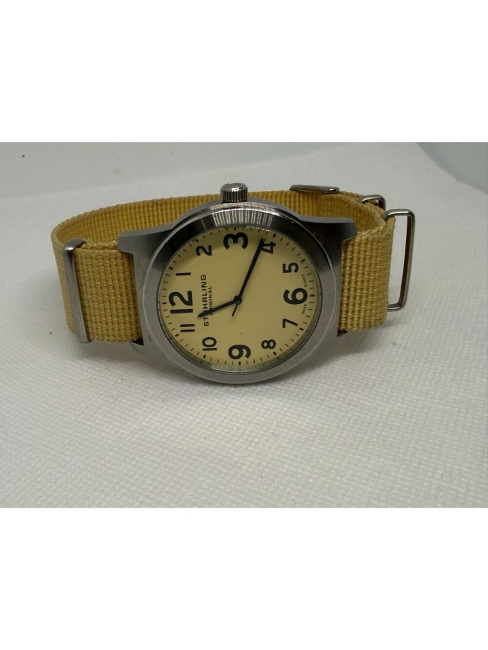 Stührling Original Contrail Aviator Watch Champagne Dial Tan Canvas Strap Quartz - Picture 8 of 10